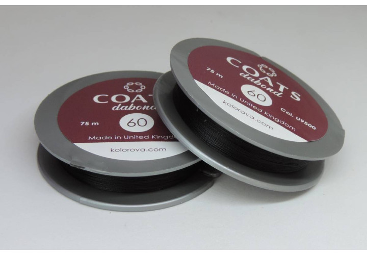 Нитка для бісеру COATS dabond 60 75м чорна