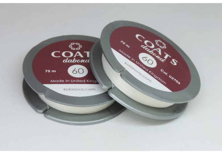 Нитка для бисера COATS dabond 60 75м белая