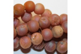 (AGDR0018-12) Матовий агат з друзою, темно-рожевий, розмір бусин 12 мм
