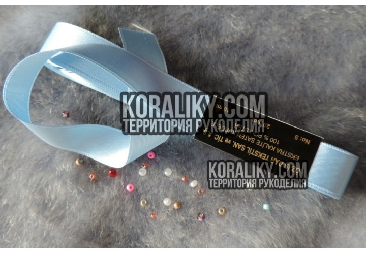 (0030100521) Стрічка атласна двостороння блакитна шириною 10 мм