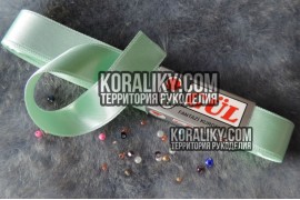 (0030200771) Стрічка атласна двостороння зелена шириною 20 мм