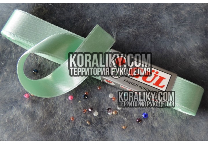 (0030200771) Стрічка атласна двостороння зелена шириною 20 мм