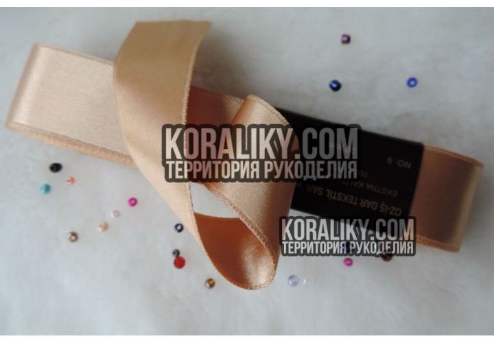 (0030300386) Лента атласная двусторонняя коричневая ширина 30 мм