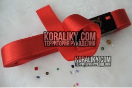 (0030400150) Стрічка атласна двостороння червона шириною 40 мм