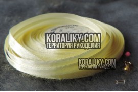 (0020060009) Стрічка атласна одностороння світло-жовта шириною 06 мм