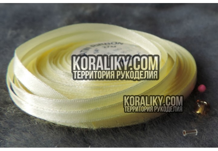 (0020060009) Стрічка атласна одностороння світло-жовта шириною 06 мм