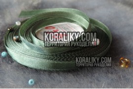 (0020060036) Стрічка атласна одностороння темно-зелена шириною 06 мм