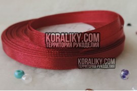 (0020060518) Стрічка атласна одностороння темно-червона шириною 06 мм