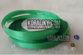 (0020060555) Стрічка атласна одностороння зелена шириною 06 мм