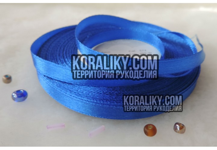 (0020060574) Стрічка атласна одностороння синя шириною 06 мм