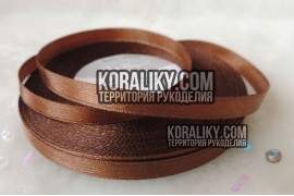 (0020060619) Стрічка атласна одностороння коричнева шириною 06 мм
