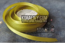 (0020250610) Стрічка атласна одностороння світло-оливкова шириною 25 мм