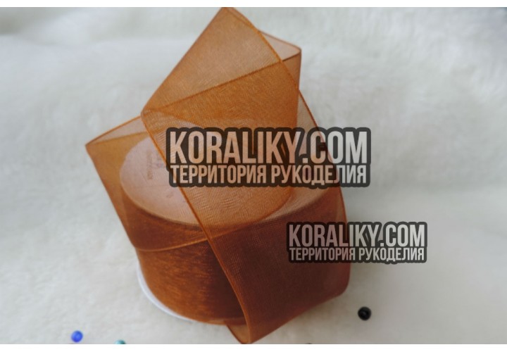 (0010100040) Стрічка органза коричнева ширина 10 мм