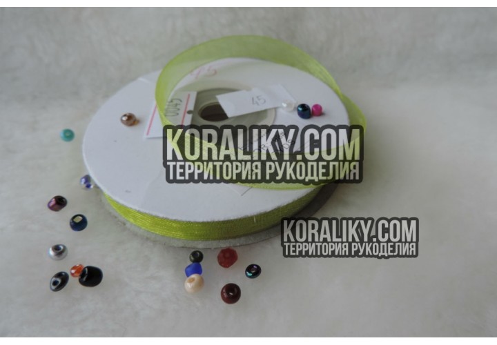 (0010100045) Стрічка органза зелена ширина 10 мм