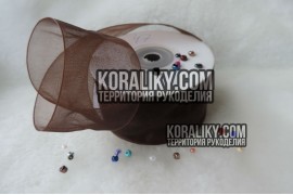 (0010400047) Стрічка органза коричнева ширина 40 мм